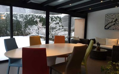 La véranda tout verre en hiver