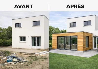 Maison moderne avant et après rénovation